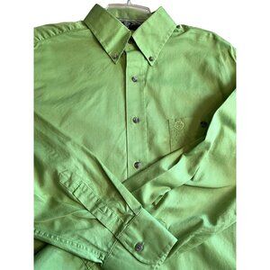 George Strait Wrangler Apple‎ Green Long Sleeve Button Up Shirt Large